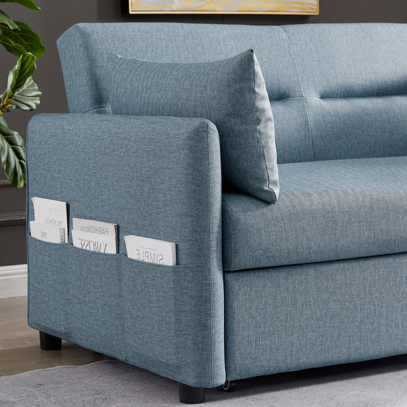 Outdo Evella Full 57'' Faux Leather Pillow Back Convertible Sofa Wayfair